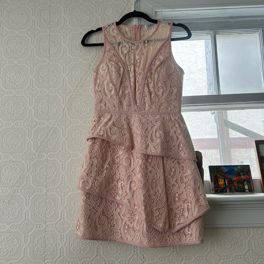 Chic Lace Mini Dress in Soft Pink